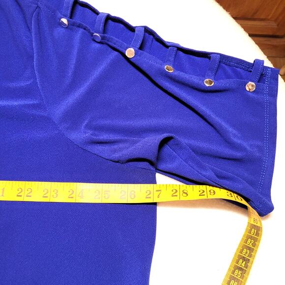 89th Madison Womens Top 3X Tunic Pullover Blue 3/4 Sleeve Arm Cutouts Minimalist - Picture 4 of 9